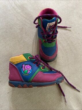 Vintage Barney Kids Multicolor Pink Blue Green Yellow High-Top Sneakers